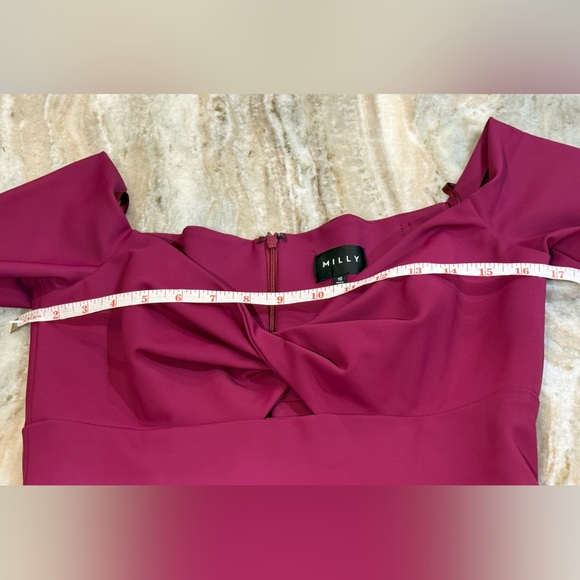 Women’s MILLY Vanessa Off the Shoulder peplum stretch cocktail dress- Size 10 - Picture 6 of 10